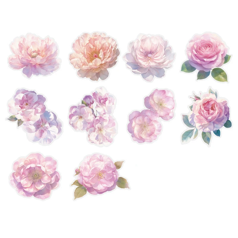 1 pack (20 stickers) Waterproof Soft Color Flowers Decorative Stickers