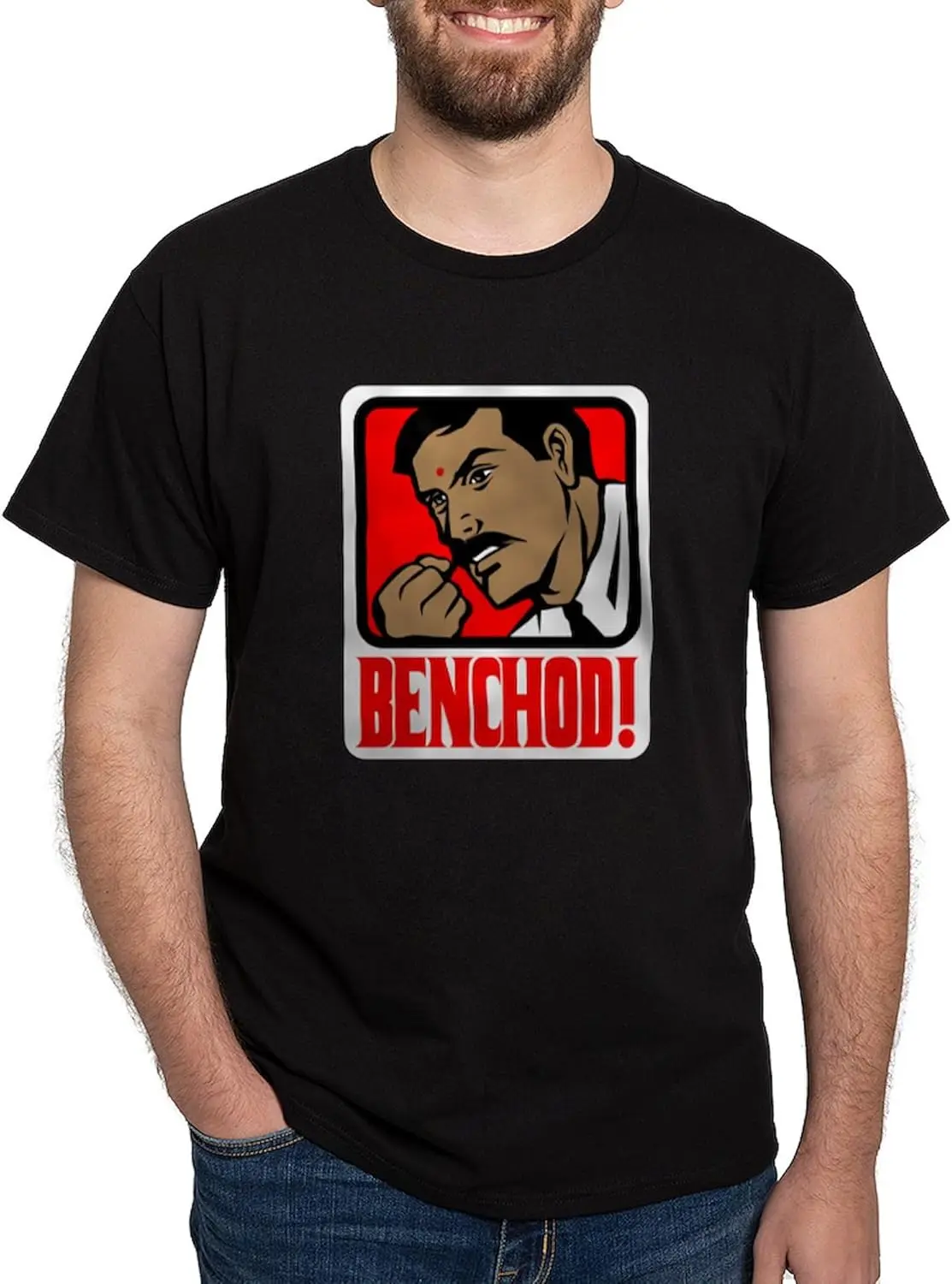 CafePress Benchod! Dark T Shirt Men's 100% Cotton, Classic Graphic Dark T-Shirt