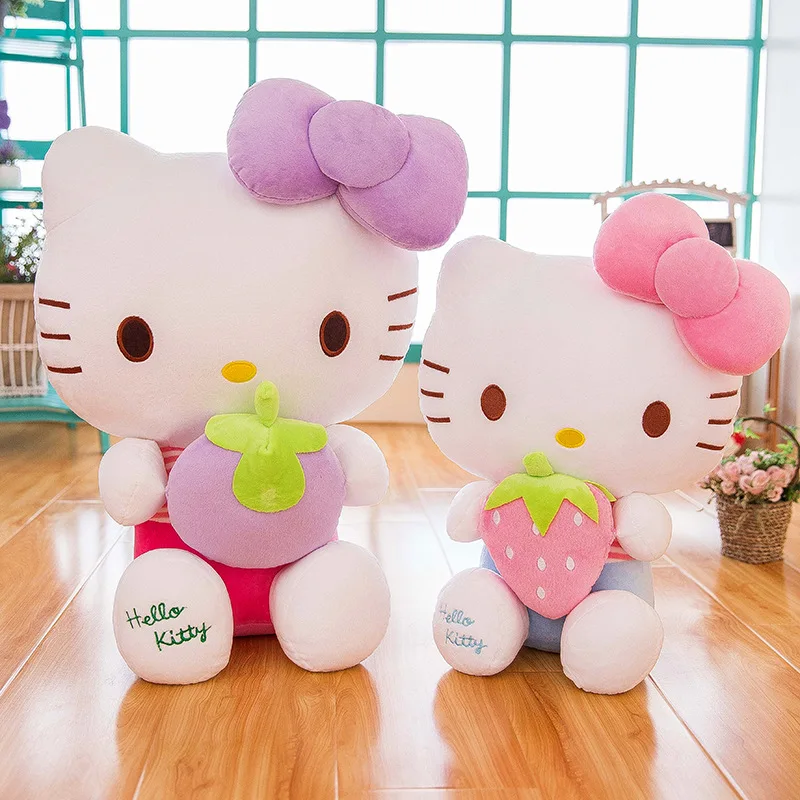 Big Size Sanrio Kawaii Hello Kitty Plush Toy Pillow Doll Cat Kt Stuffed Animal Plushies Home Decoration Peluche Kid Xmas Gift