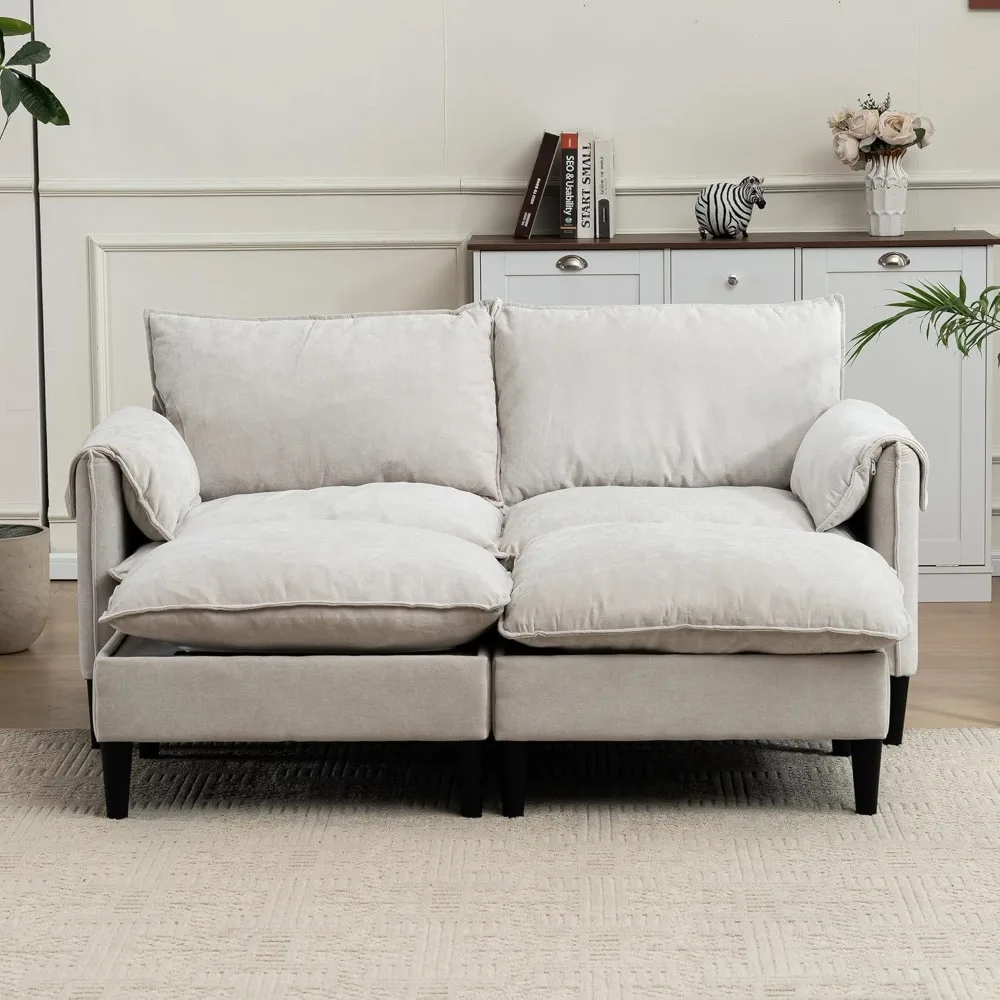 

68" Modular Sectional Loveseat, U-Shaped Sofa Bed, Modern Deep Seat Comfy Couch, Combination Space-Saving Ottamans with Storage&
