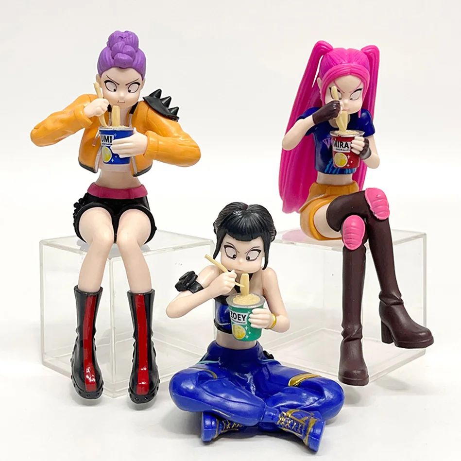 Anime kpop caçadores de demônios comendo macarrão instantâneo figura modelo brinquedo pvc periféricos mesa decoração coleção modelo brinquedo para criança