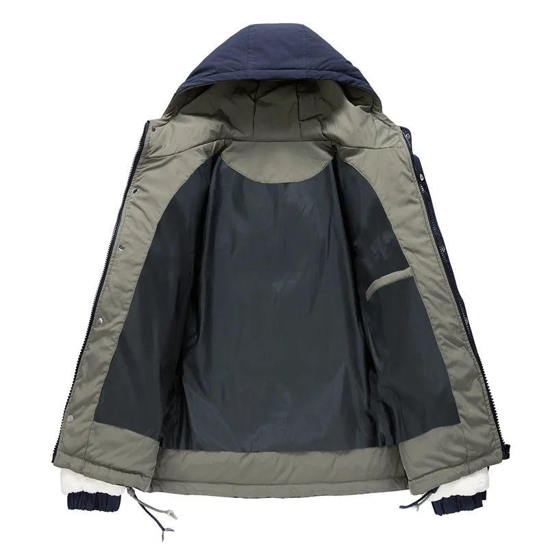 الرجال الشتاء يندبروف الصوف سميكة القطن وسادة مبطنة عالية الجودة الأزواج ملابس خارجية مريحة الملابس الدافئة #5