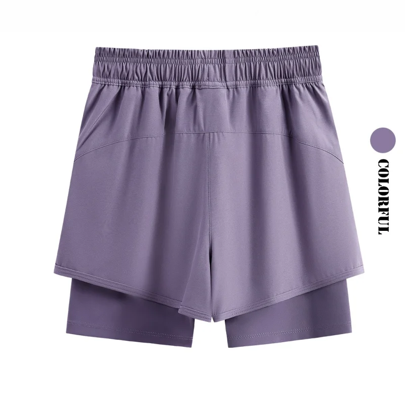 DRUR Summer Running Shorts High Waist Quick Dry Workout Shorts With Zippered Pocket 2 in 1 Athletic Sportswear for Women Men New