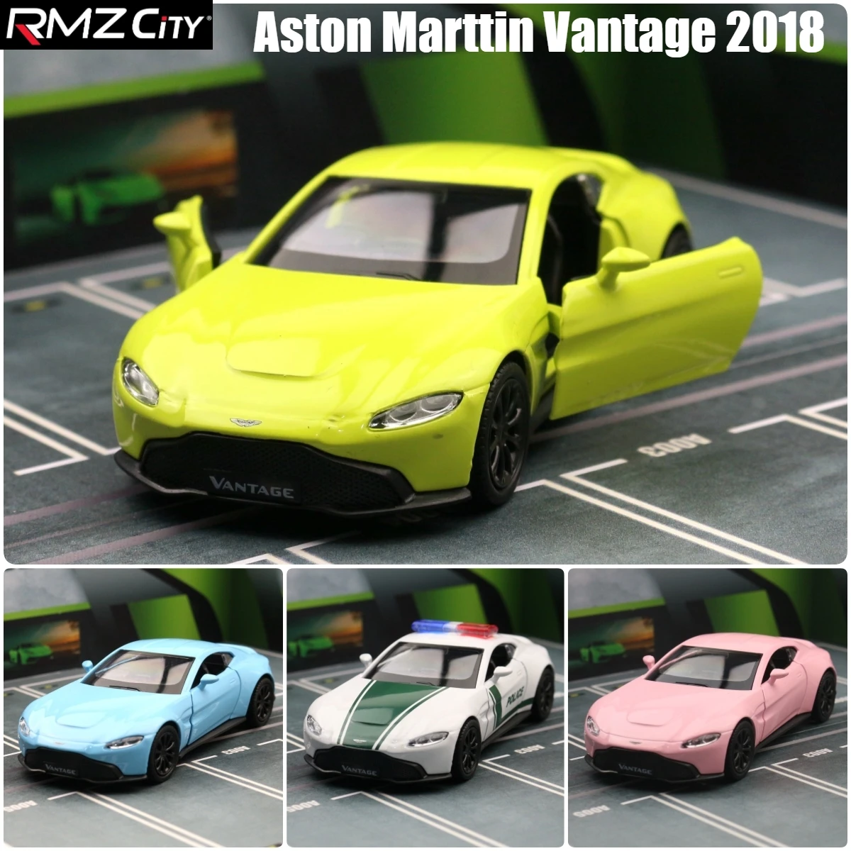 1/36 Aston Martin Vantage Toy Car Miniature Model RMZ CiTY Free Wheels Pull Back Diecast Alloy Collection Gift For Children Boy