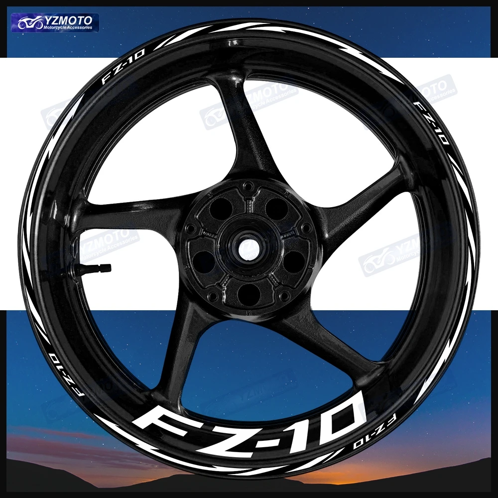

Для FZ-10 FZ10 мотоциклетные гоночные 17-дюймовые наклейки на переднее и заднее колесо в полоску, декоративные светоотражающие водонепроницаемые наклейки на обод