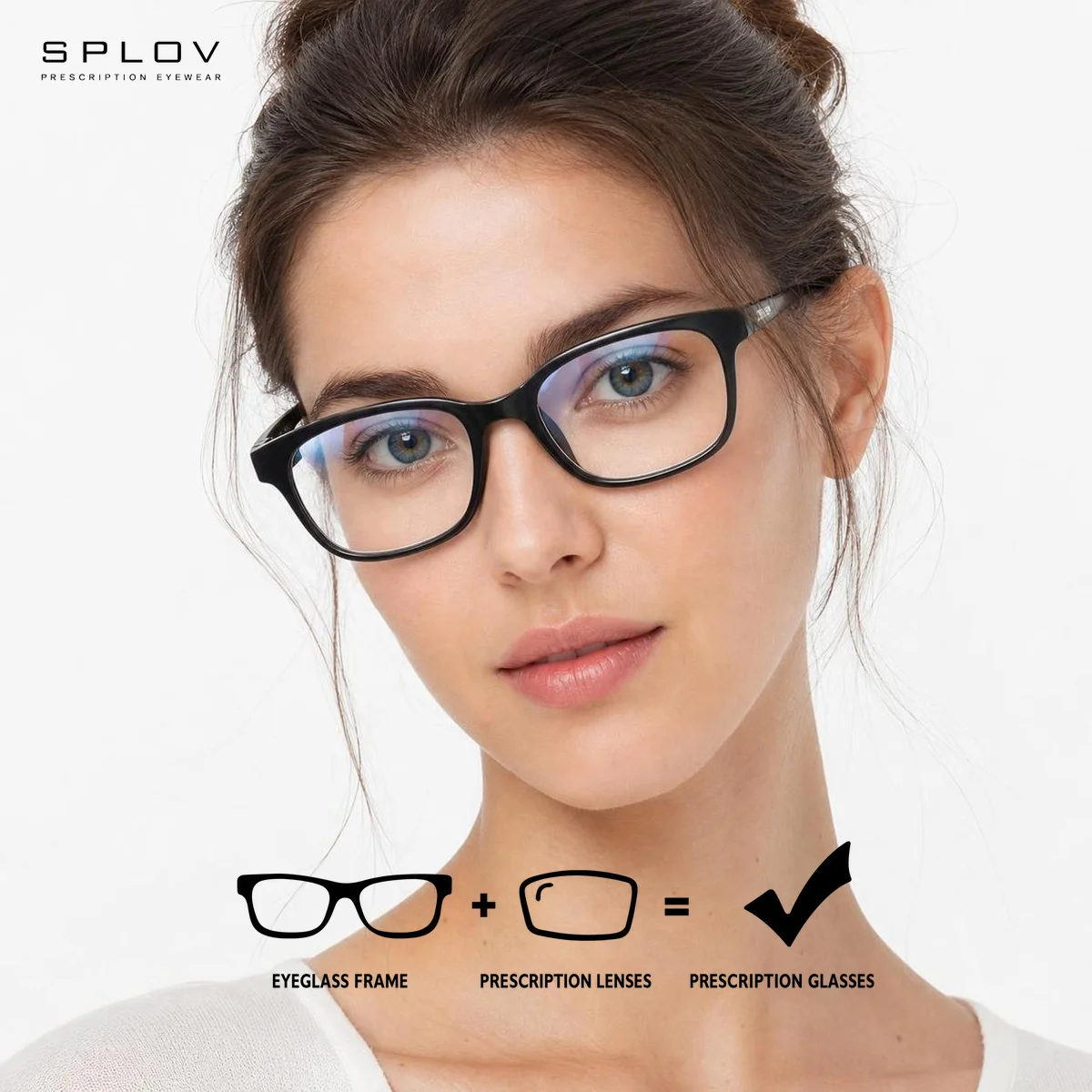 SPLOV Retro Square Prescription Glasses for Women TR90 Full-Rim Optical Glasses with Custom Anti-Blue Light Tinted Lenses