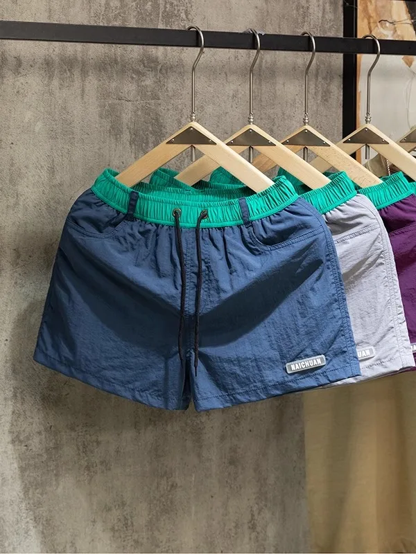 

Qui Dry Летние трендовые мужские футболки длиной четверти, повседневные спортивные штаны для плавания, пляжные брюки для бега, молодежные активные брюки