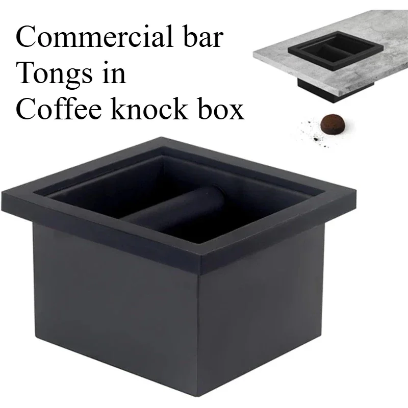 Black Embedded Coffee Knock Box Stainless Steel Coffee Knock Box Espresso Tamper Station Accessories for Coffee Bar Save Spacing