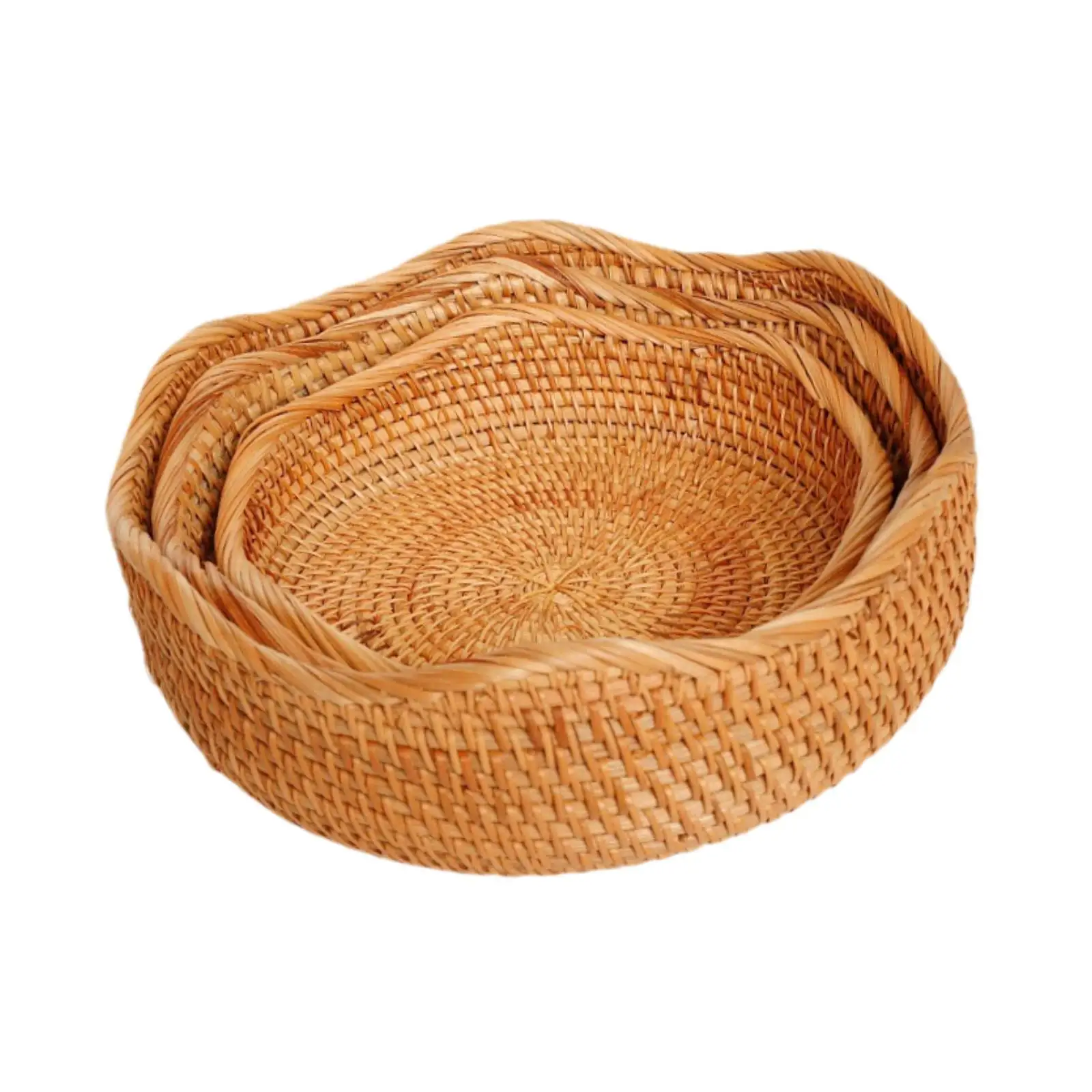 3Pcs Woven Fruit Basket Practical Home Decoration Decorative Display Storage Baskets for Dinner Farmhouse Hotel Bread Countertop