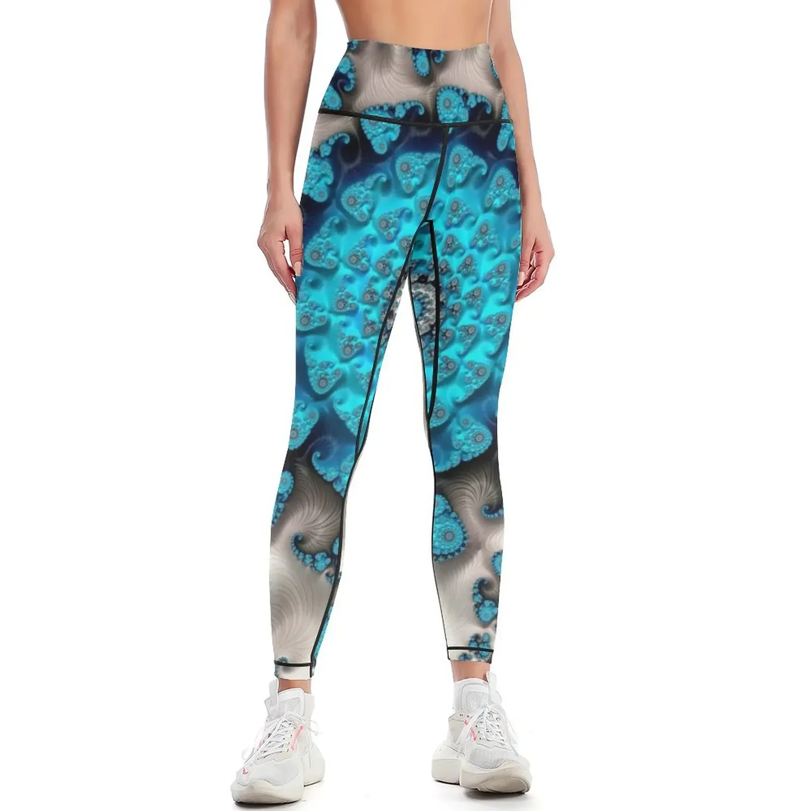 

Ivory Blue Maximum Depth Fractal Art Leggings Women's sportswear push up legging Women's high waist Womens Leggings