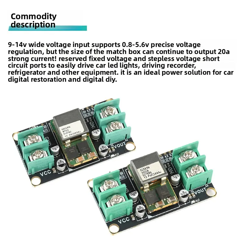 Módulo reductor de DC-DC DC9-14V, módulo de fuente de alimentación regulada de 20A ajustable continuo, módulo reductor de CC