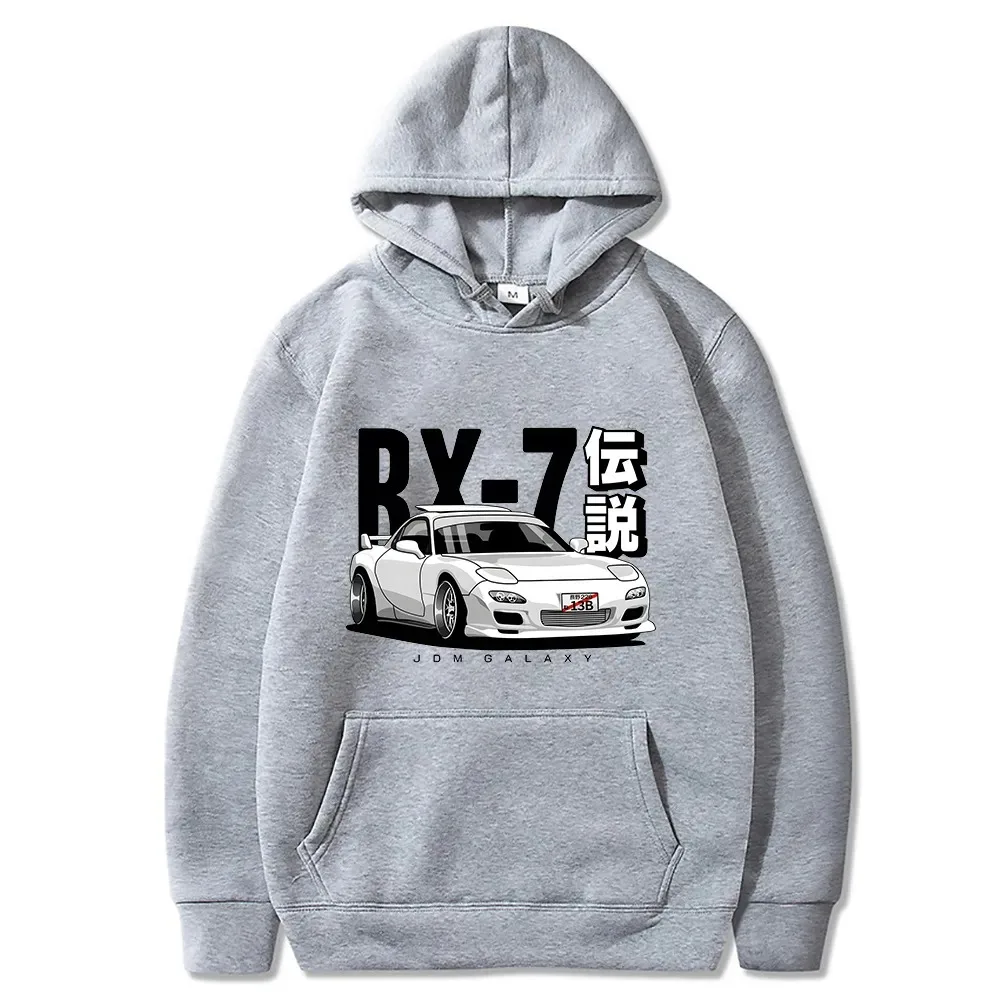 Initial D JDM Hoodie Vintage RX7 FD Drift Japanese Cars Printed Sweatshirt Harajuku Tracksuit Loose Men Streetwear Pullover Tops