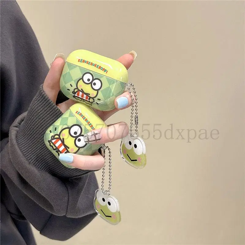 Kawaii Sanrio Keroppi Bluetooth Kulaklık Koruyucu Kapak Airpods'a Uygulanabilir 1/2/3/4 Nesil Anti-Güz Doğum Günü Hediyesi