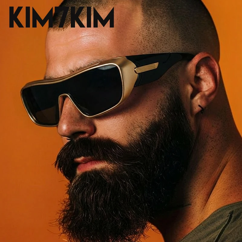 

Steampunk Oversized One-Piece Sunglasses Men 2025 Luxury Brand Fashion Y2K Punk Shield Goggle Eyewear Windproof Cycling Shades