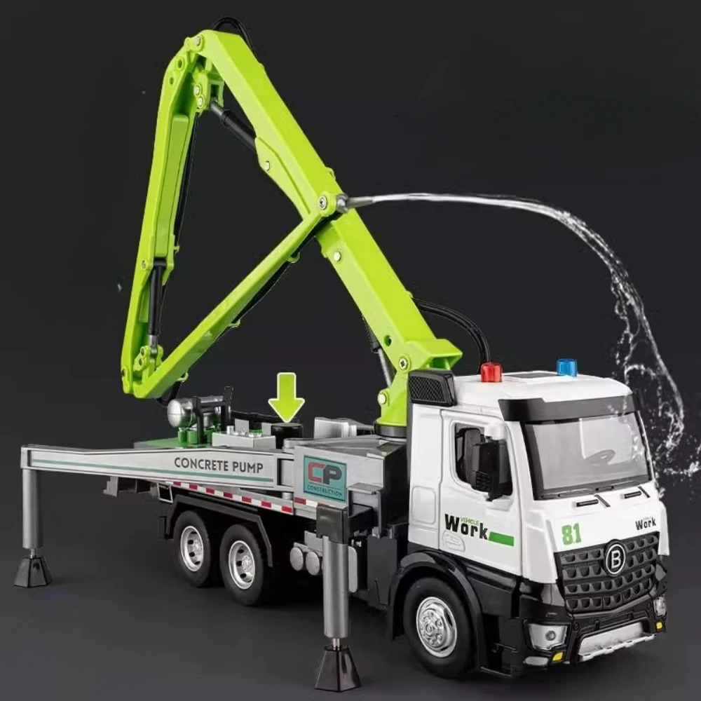 

1:24 Scale Watering Cement Dump Trucks Model Garbage Truck Toy Car Sound Light Doors Opened Engineering Vehicles Child Gifts