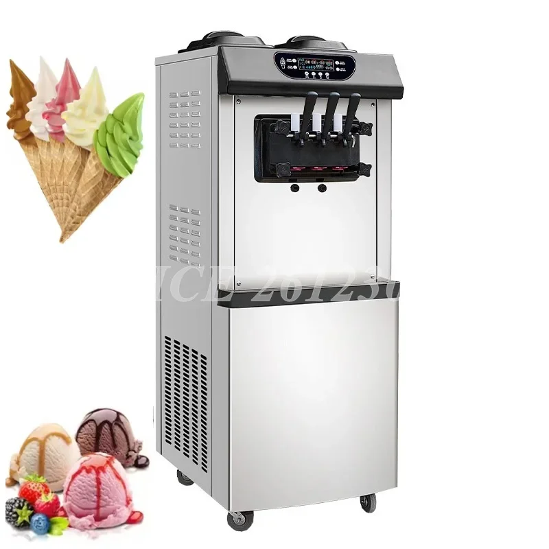 

3 Flavors Soft Ice Cream Machine 30-35L/H Cone Ice Cream Maker Commercial Vertical Yogurt Fruit Making Machine