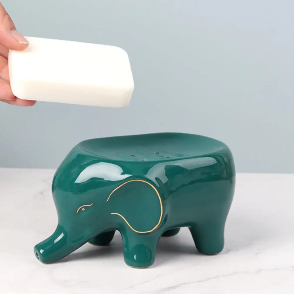 

Креативная керамическая мыльница в форме слона с дренажным отверстием для ванной комнаты - очаровательный домашний декор, подарок на новоселье