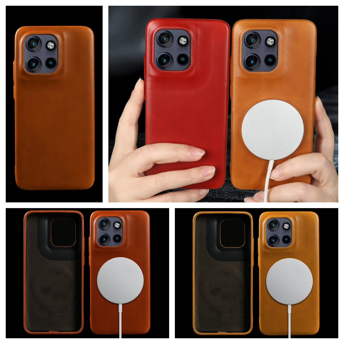 

For Magsafe Magnetic Genuine Leather Case For Motorola Moto Edge 50 Pro Fusion S50 Neo X50 Ultra G45 G85 Phone Case Back Cover