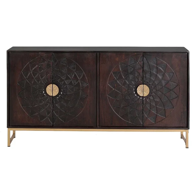 

American rural solid wood dining side cabinet Italian light luxury home shoe cabinet foyer entrance storage