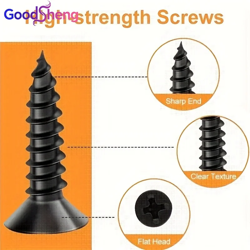 40Pcs Black Flat Straight Brackets, 4 Sizes Heavy Duty Steel Repair Plates, Furniture Reinforcement Hardware for Table Bed Frame
