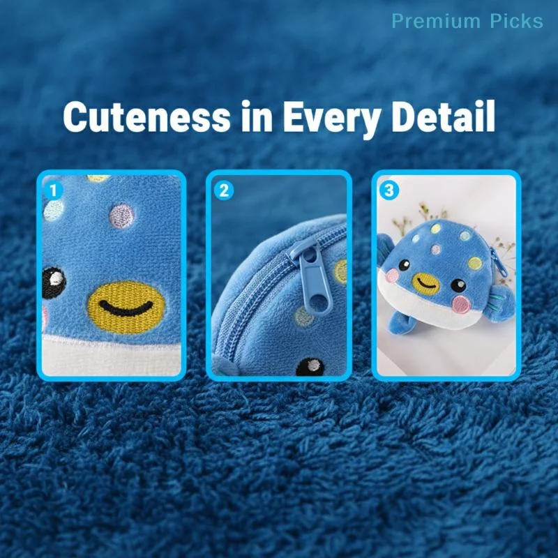 portable1Pcs Plush Zipper Coin Wallet Fashion Cute Pufferfish Mini Coin Purse Women's Small Change Bag Key Earphone Pouch
