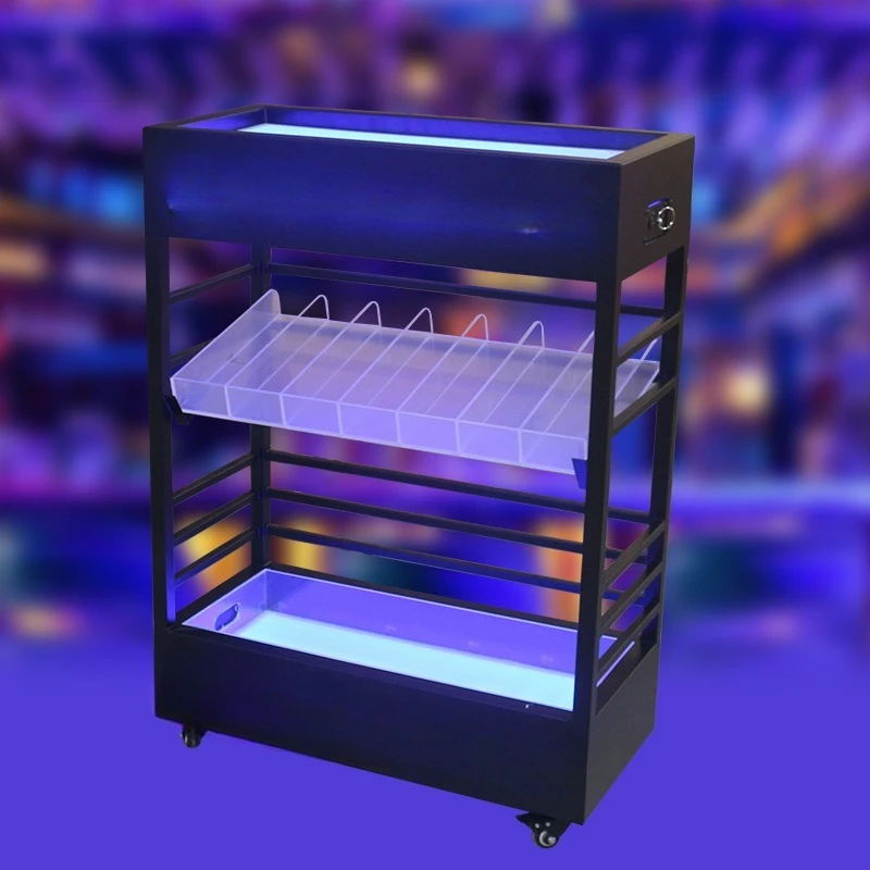 Lackiert, Vitrine, beweglich, auf Rollen, Champagner, Weinschrank