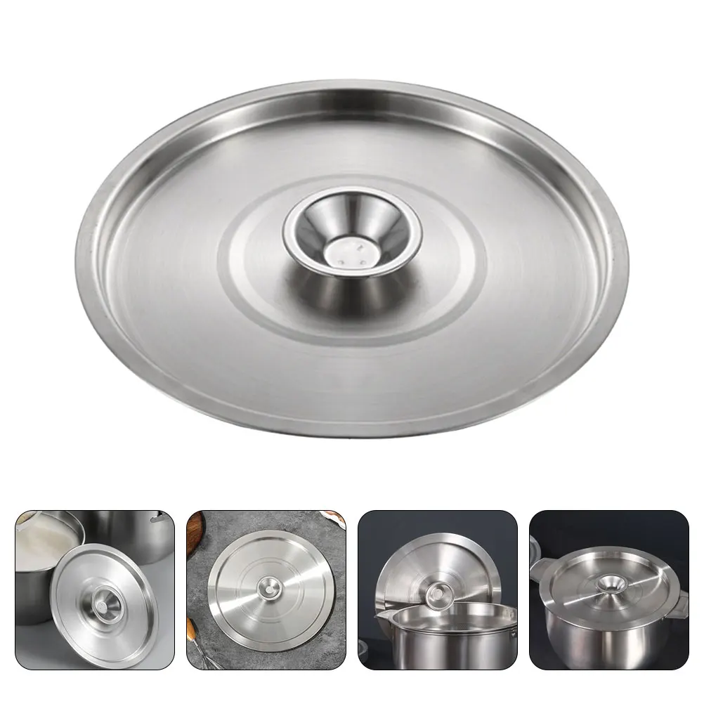 

Stainless Steel Pot Lid 26cm Thick Metal Cover for Seasoning Oil Jar Grease Container Reusable Fit 22 4cm 26cm Pots