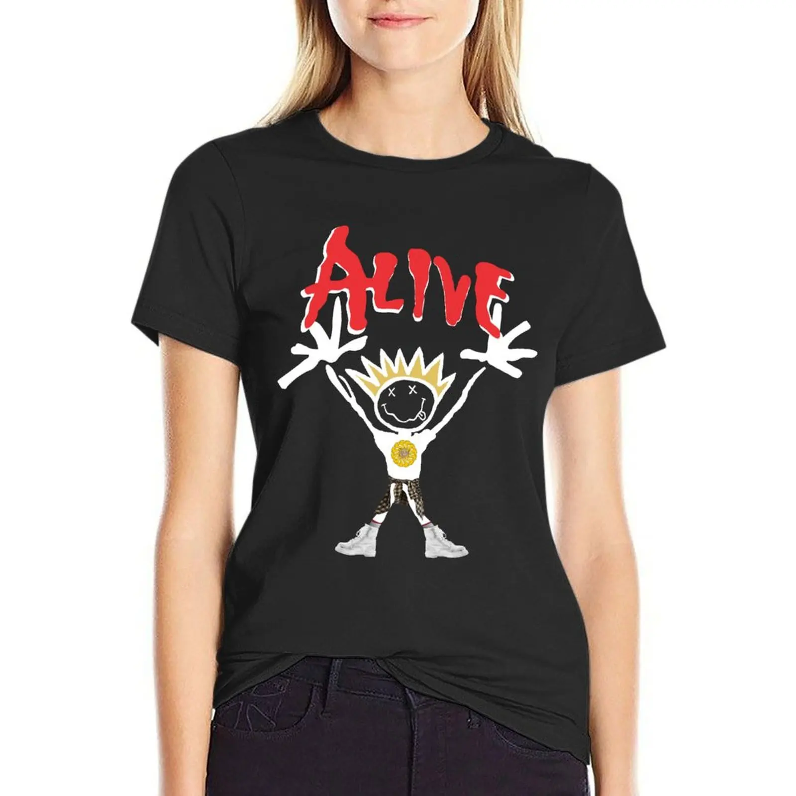 

Alive! 90's Tribute Show/Band T-Shirt plain quick-drying customs shirts graphic tees t-shirt dress for Women graphic