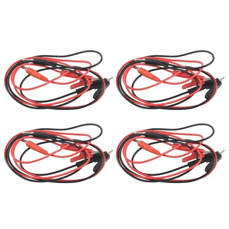 Y42A-4 Pcs 1M Long Alligator Clip To Banana Plug Test Cable Pair For Multimeter