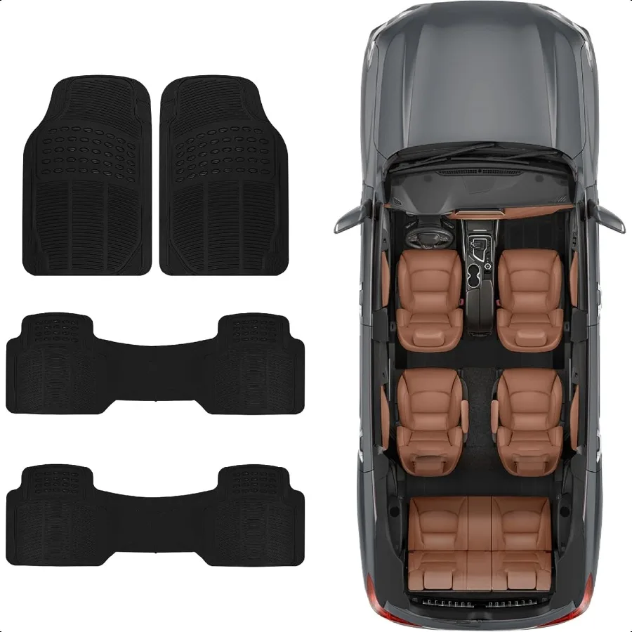 3Row ProLiner الأصلي الثقيلة 4 قطعة الحصير المطاطية الأمامية والخلفية لسيارة SUV فان يناسب مركبات الصف الثالث جميع الأحوال الجوية #2
