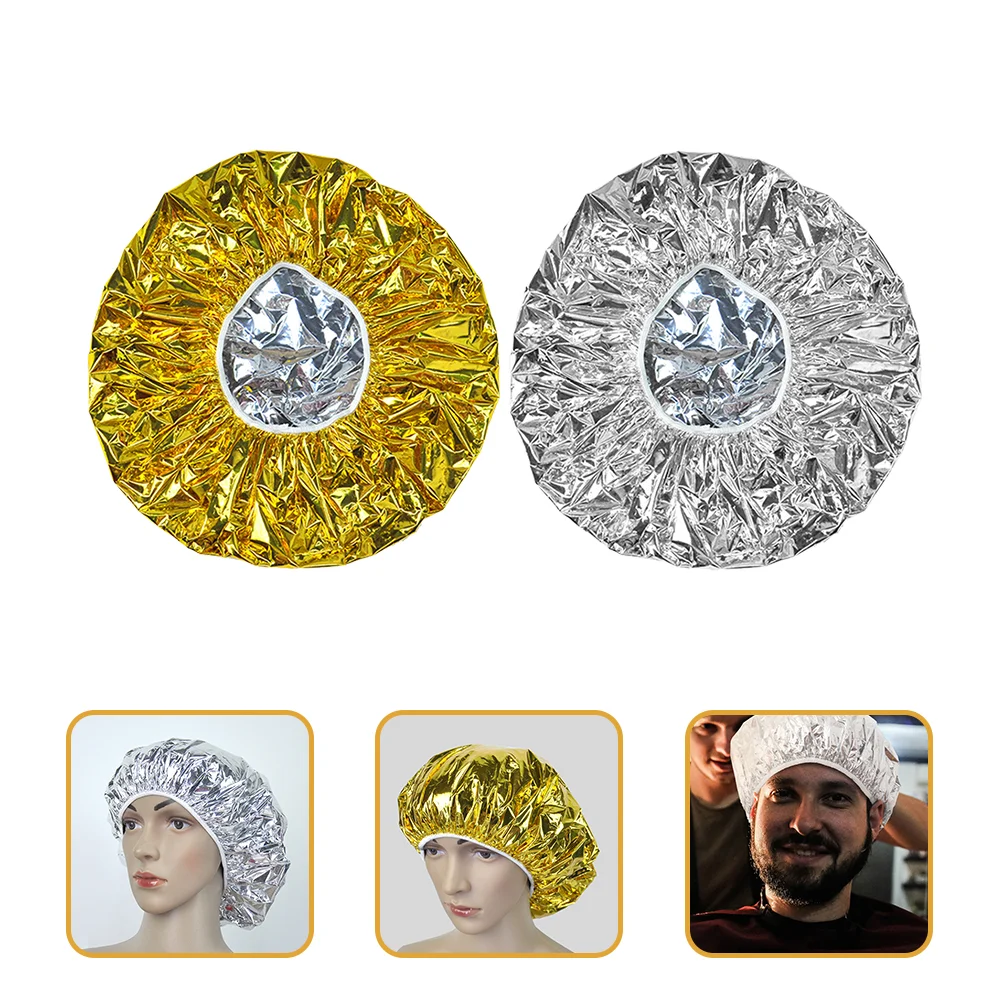 12 Pcs Household Aluminum Foil Shower Cap Hair Bonnet Caps Hot Treatment for Conditioning