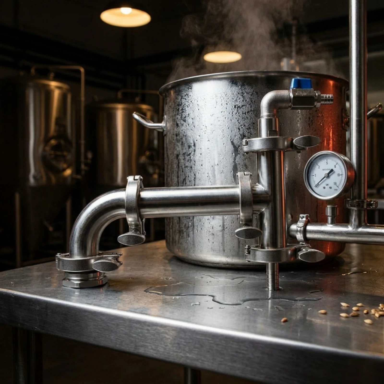 Immagine 4: Condensatore a Vapore con Tri-Clamp per Uso Alimentare, Senza Saldature, Elettrico per Interni, per Birrai Casalinghi