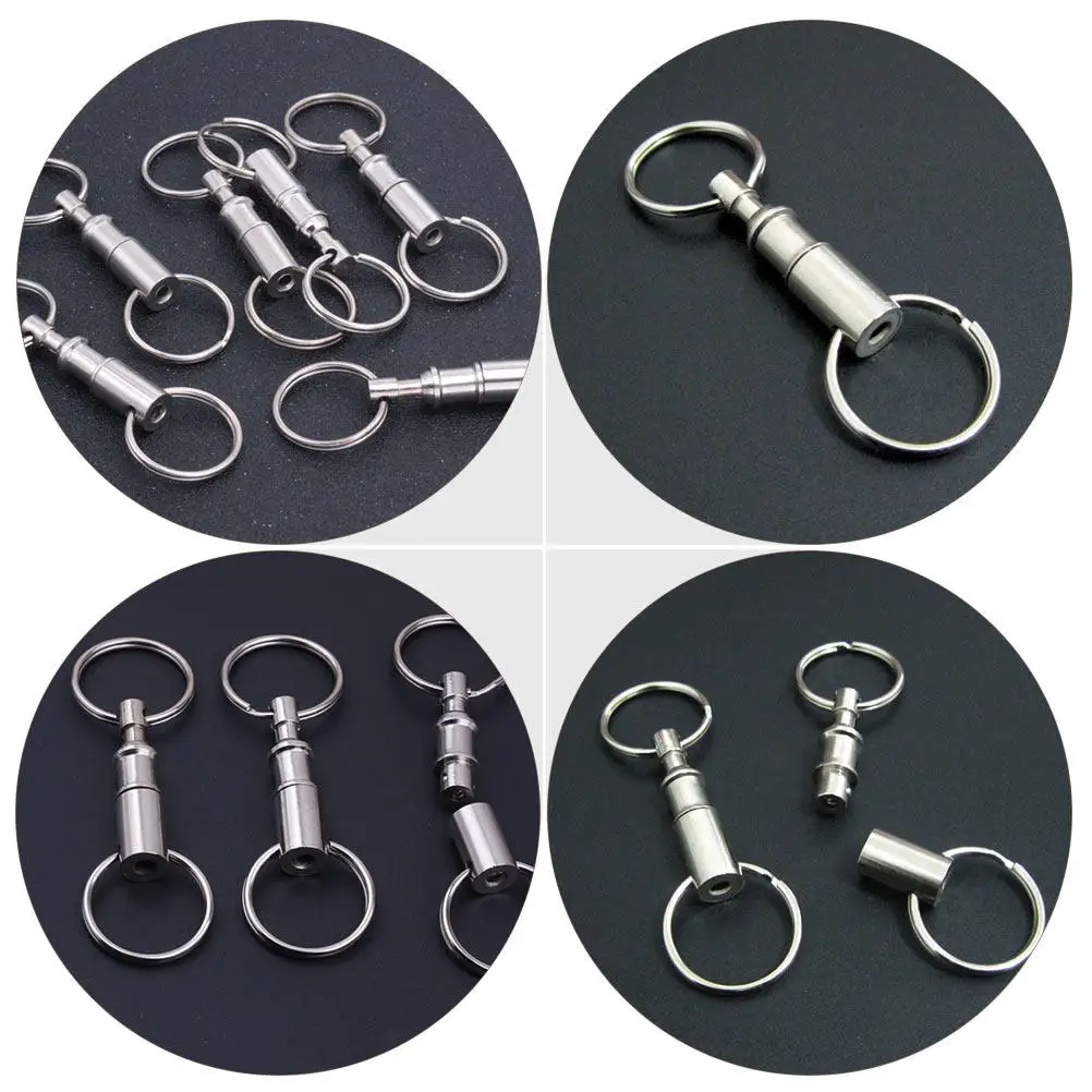 12Pcs Quick Release Key Rings Dual Metal Keychains Detachable Snap Loop Holders for Bags Keys Outdoor Creative Gift Simple Style