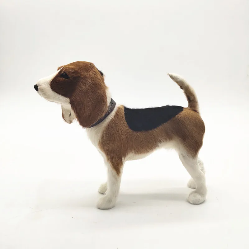Новая пластиковая и меховая модель собаки бигля в реальной жизни, украшение для дома, игрушка в подарок, около 22x19 см a2930