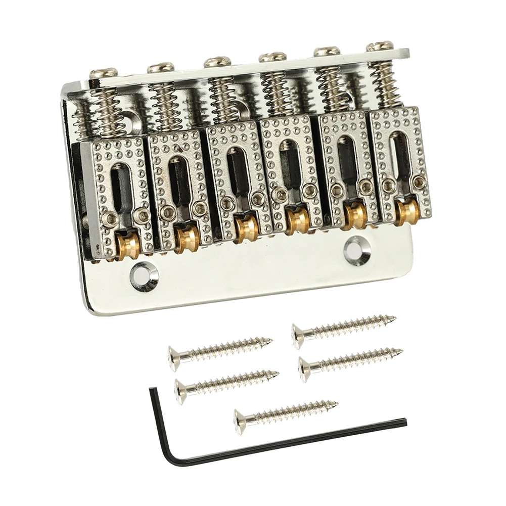 6-string 65mm Electric Guitar Hardtail Fixed Bridge Ball String Code Tail Pipe Top-load Bridge Compatible For Strat Tele