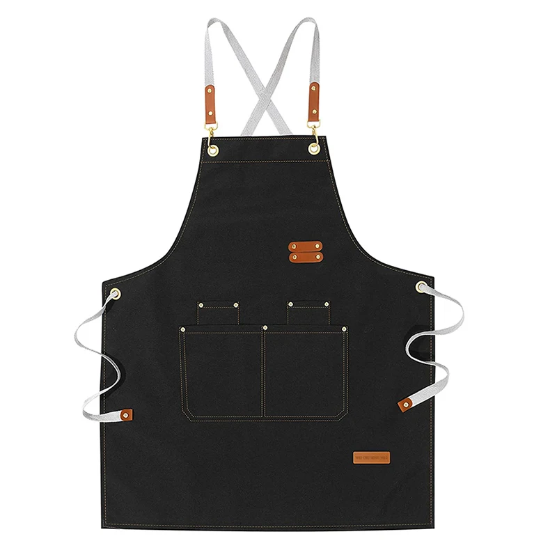 Men\'s Women\'s Kitchen Apron Custom Logo Catering Server Work Aprons Nails Hairdressing Mandil Restaurant Cafes Bar Waiter Bibs