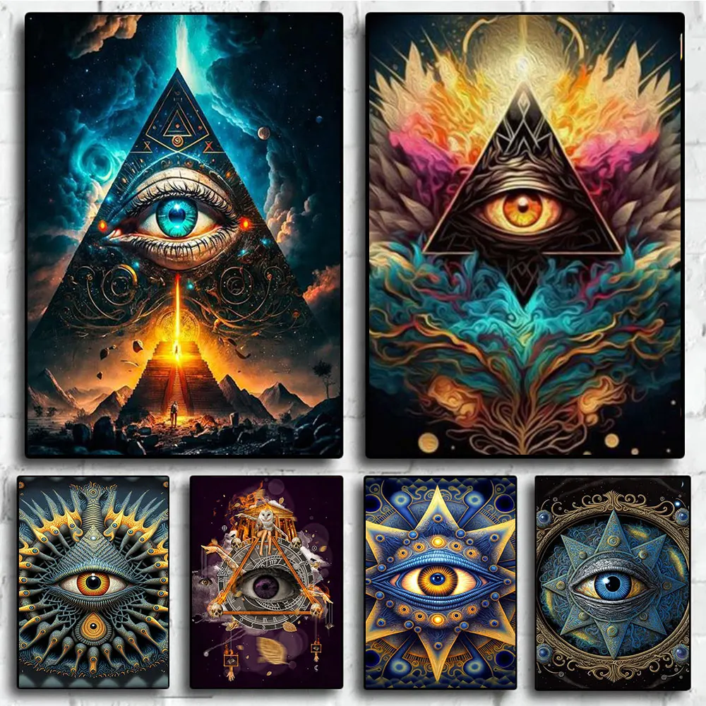 Eye of Providence Abstract Posters Prints Freemasonry All Seeing Eye Canvas Painting Wall Art Picture For Living Room Home Decor