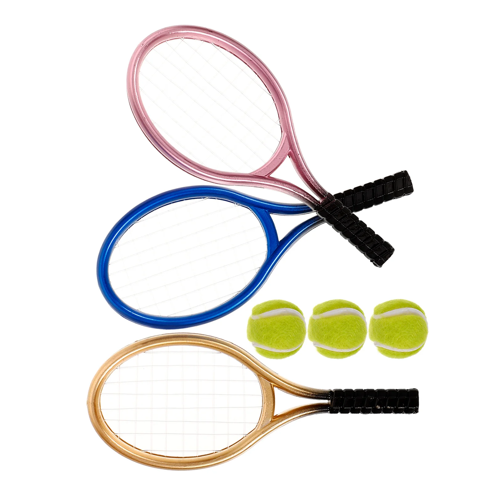 

Mini Stuff Simulated Tennis Balls Tool Decor for DIY Model Racket Decorative Rackets