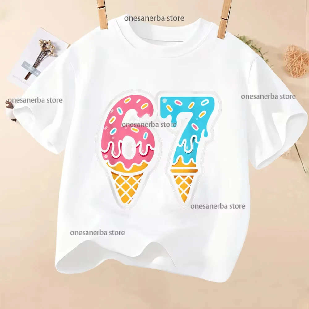 

Kids 67 Themed Colorful Print T-Shirt, Soft Cotton Fabric, Breathable and Comfortable, Ideal for Toddlers and Childrendf0254
