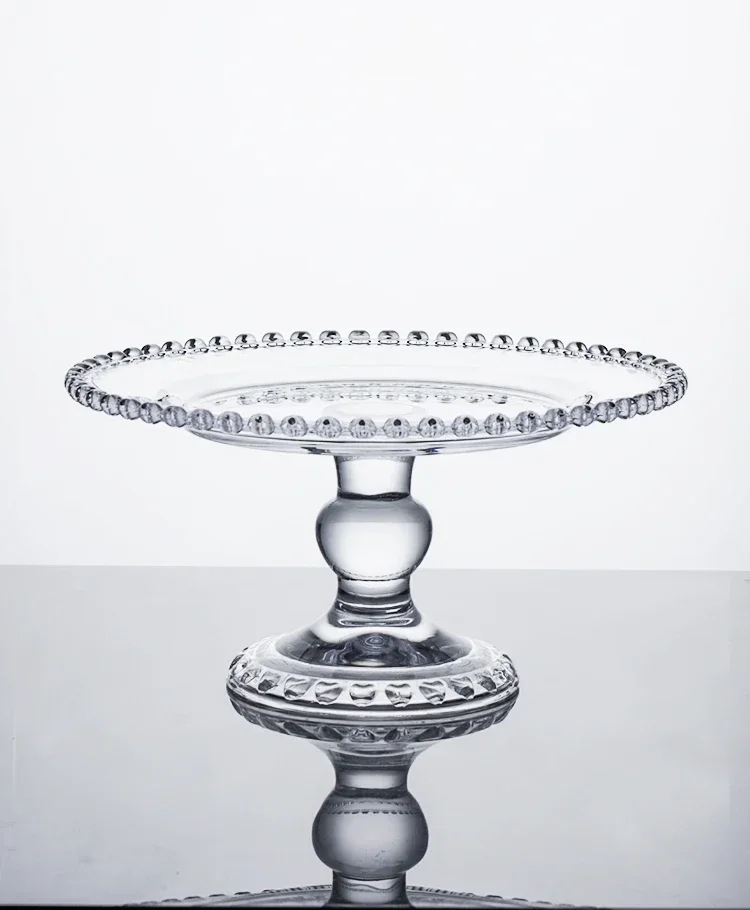 Transparent Glass Tall Cake Tray Display Stand for Dessert Table Mori Set - Clear Elegant Pastry Stand for Home & Kitchen