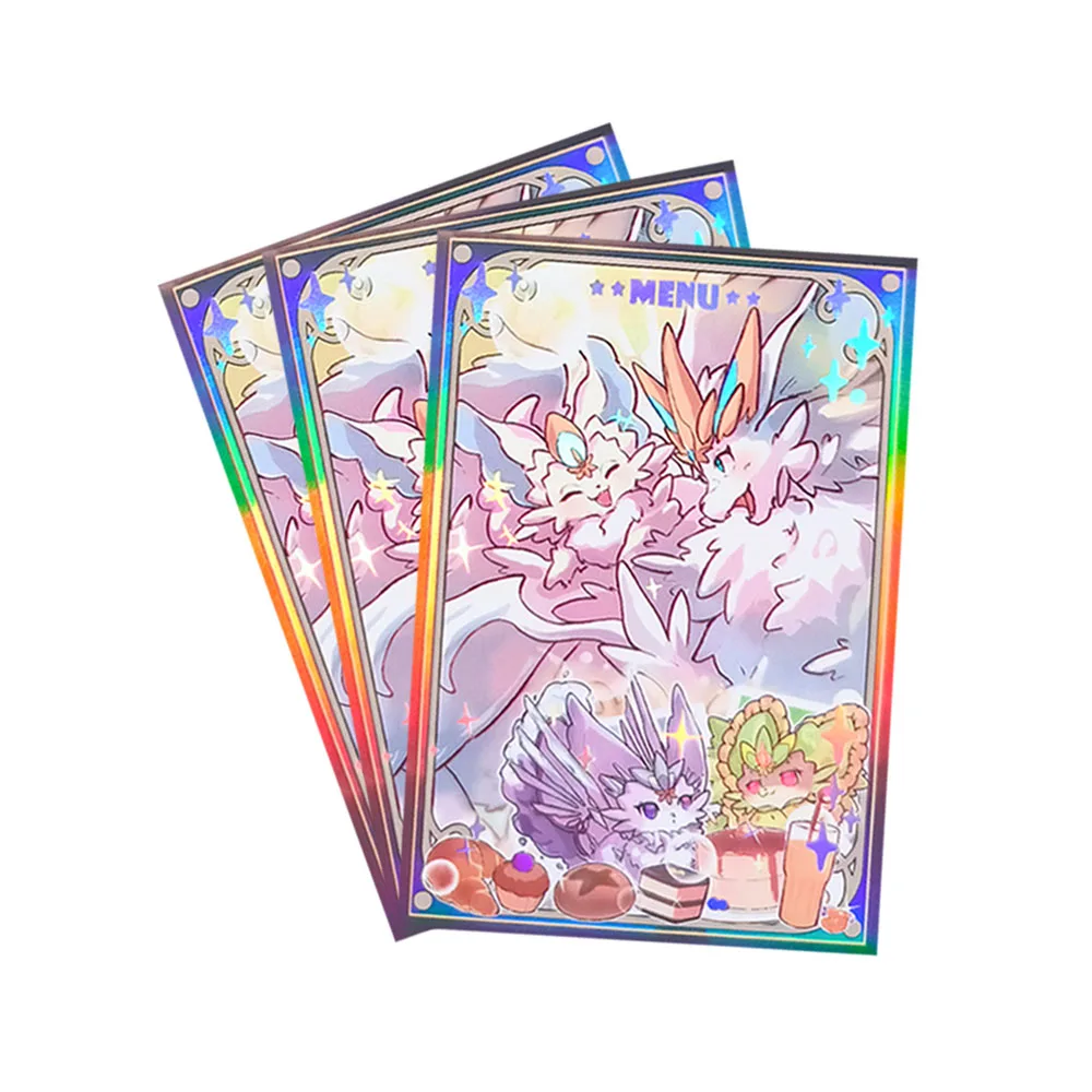 63x90mm 50PCS Holographic Sleeves YUGIOH Card Sleeves Illustration Anime Protector Card Cover for Board Games Trading Cards