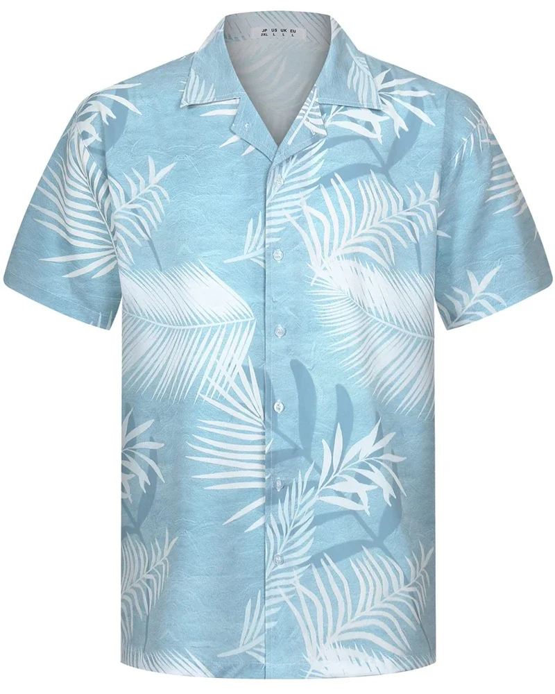 2025 Summer Fashion Men's Hawaiian Shirt Short Sleeve Button Coconut Tree Print Casual Beach Men's Top