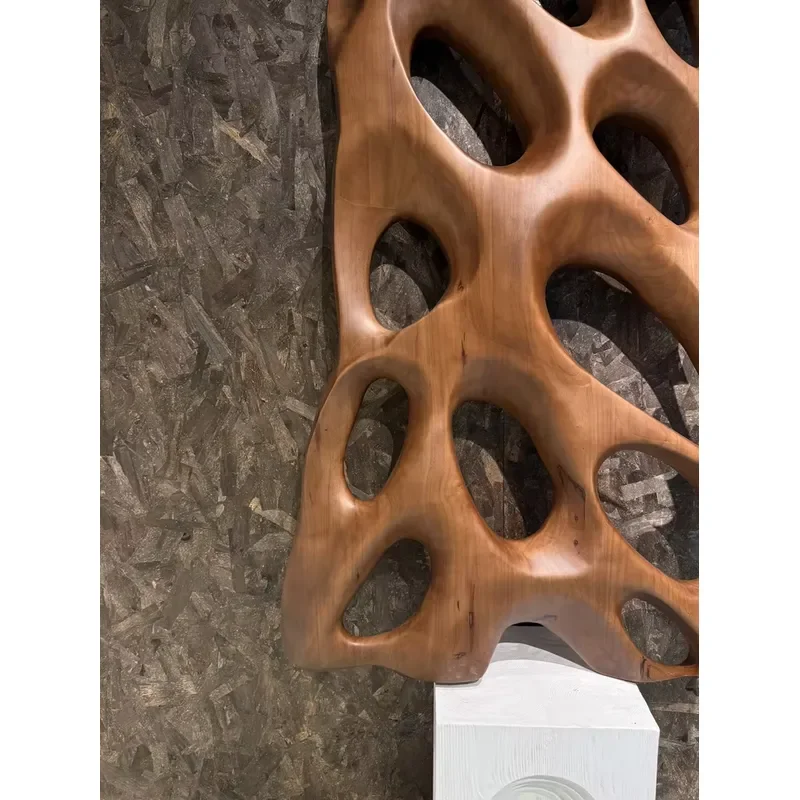 Hand-Carved Wall Art Modern Wood Sculpture Abstract, Neutral Textured Wall Decor