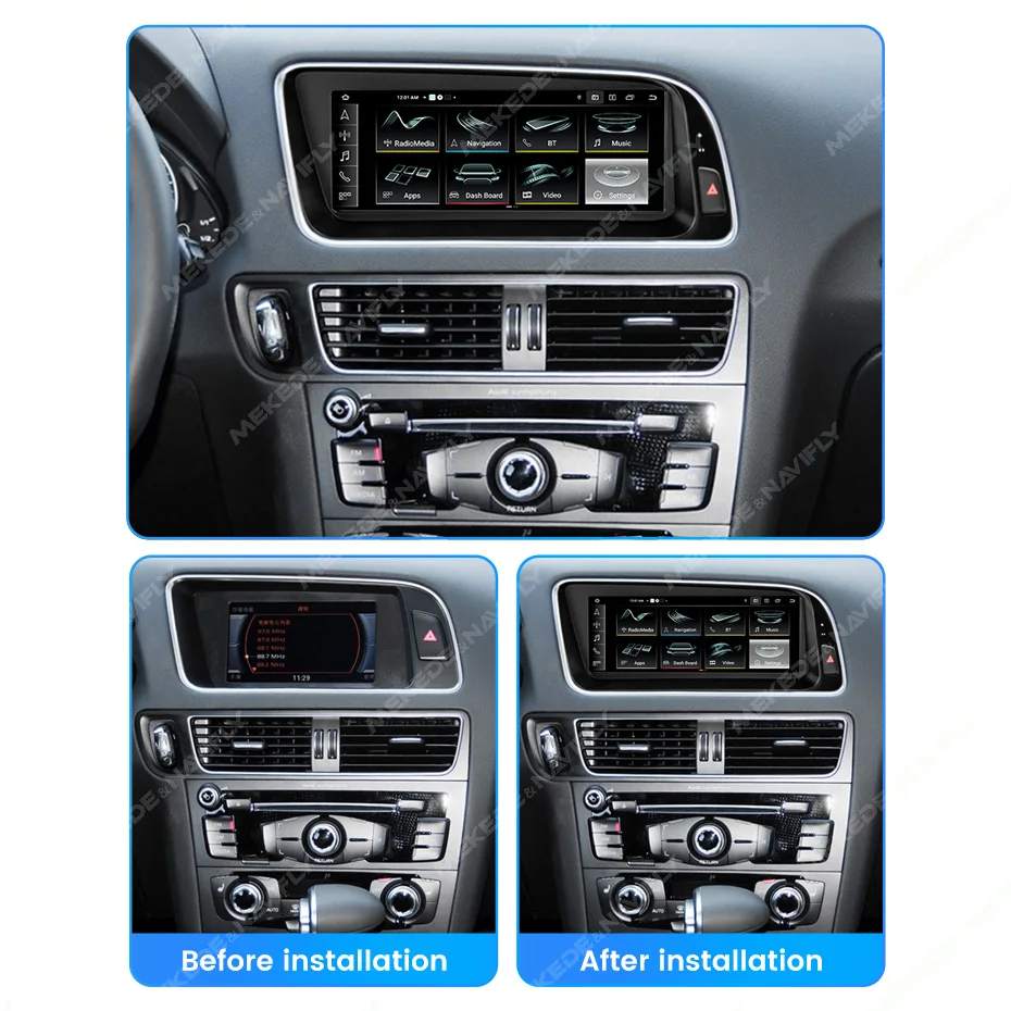 MEKEDE 8-Kern Android 15 Autoradio CarPlay Auto für Audi Q5 2010-2017 Multimedia All-in-One GPS-Navigation Stereo DSP 4G WIFI BT – Detail 3
