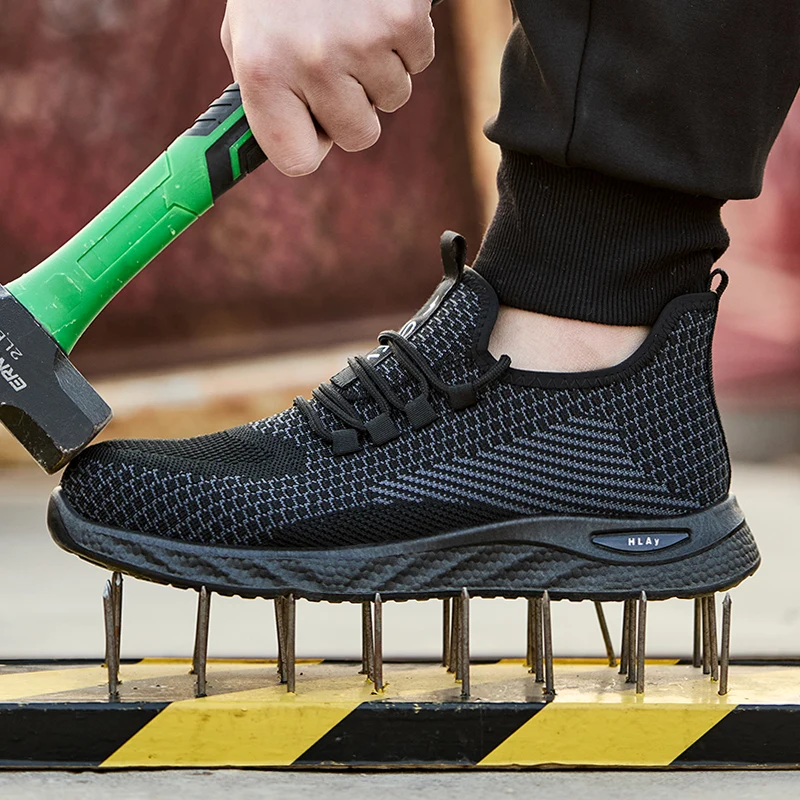 Men's Safety Shoes, Breathable Work Sports Shoes, Puncture and Smash Resistant Work Boots, Safety Protective Shoes Tactical Boot