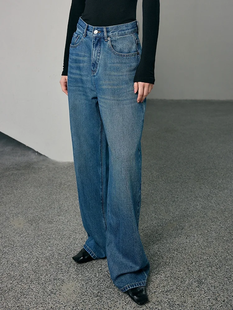 

Missprins Vintage Patchwork High Waist Wide Leg Jeans Women Loose Drapey Straight Casual Floor-Length Pants