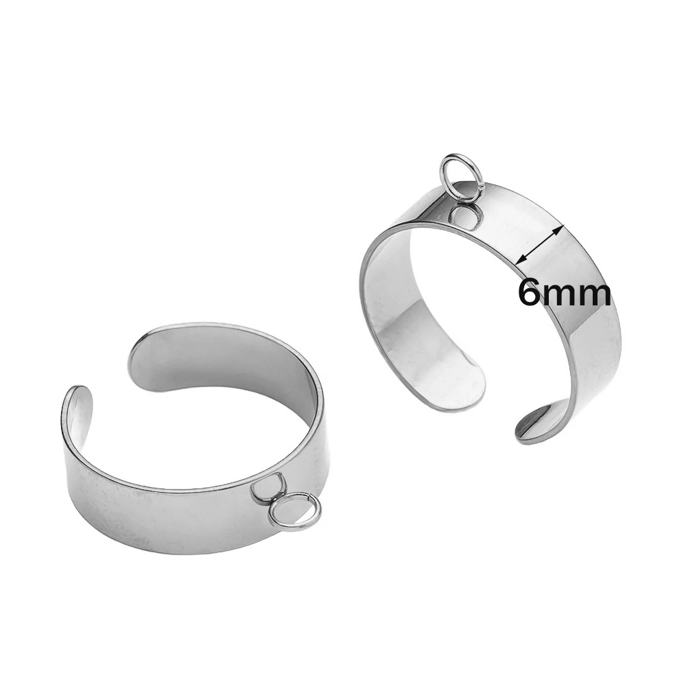 5Pcs Stainless Steel Chunky Wide Rings for DIY Jewelry Making