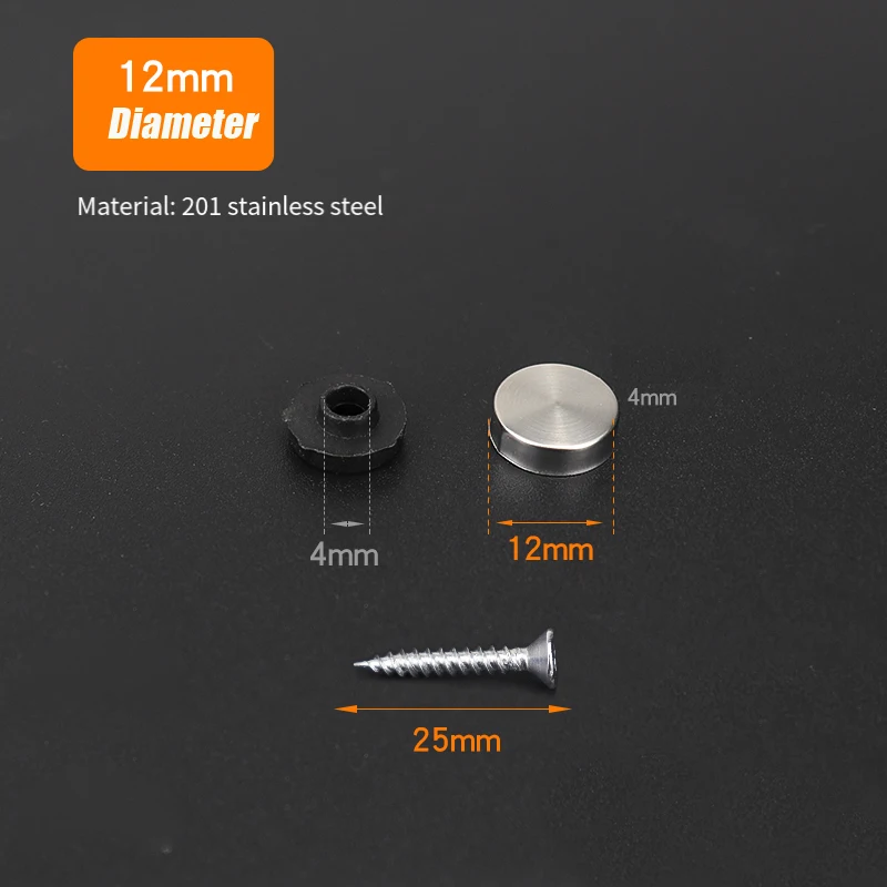 Stainless Steel Mirror Screws Decorative Caps｜Acrylic Advertising Nuts｜Glass Mirror Screws｜For Home Commercial Display 2PCS