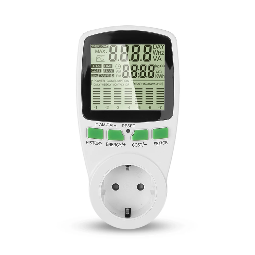 Led Display Digital Power Meter Eu Plug Voltage Wattmeter Electricity Consumption Usage Monitor Eu Measuring Power Analyzer