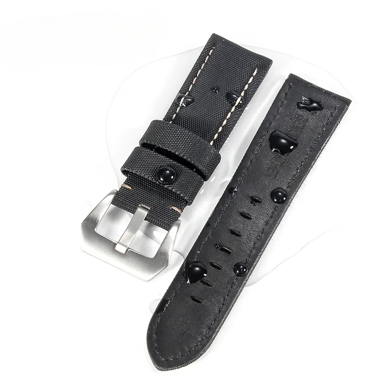 Accesorios de fibra de carbono y nailon para reloj Panerai Pam441 1661 Series Hamilton Tissot, correa de lona a cuadros, color negro, resistente al agua